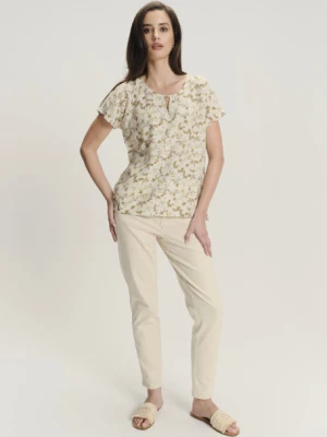 Beżowa bluzka w kwiatowy nadruk Greenpoint