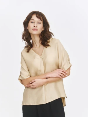 Beżowa bluzka z dłuższym tyłem Top Secret