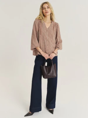 Beżowa bluzka z nadrukiem w drobne kwiaty Greenpoint