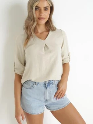 Beżowa Bluzka z Podpinanymi Rękawami Ravynne j studio