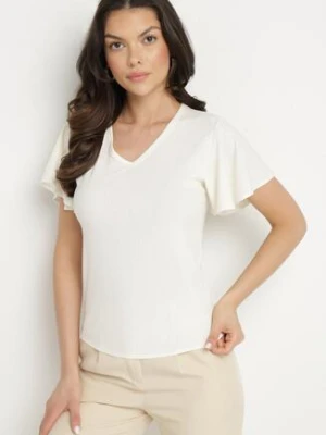 Beżowa Bluzka z Szerokimi Rękawami Sunevia glo-story