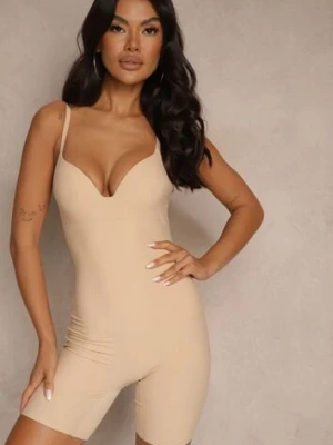Beżowa Body Modelujące na Ramiączkach z Miseczkami z Usztywnieniem Noritila