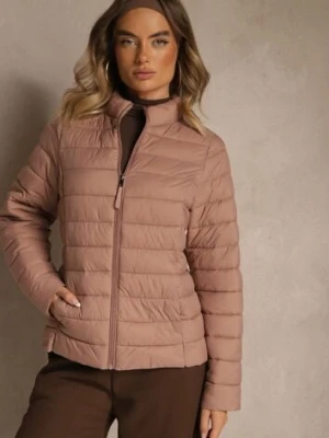 Beżowa Casualowa Kurtka Ozdobiona Pikowaniem Nelionea j.style