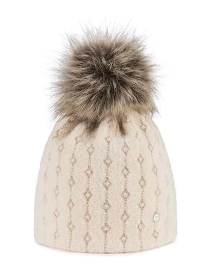 Beżowa czapka damska z pomponem z podszewką Olsen