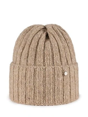 Beżowa czapka damska z wełną merino Olsen