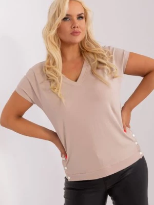 Beżowa damska bluzka plus size z bawełny RELEVANCE