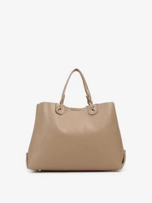 Beżowa Dwukomorowa Torebka Typu Shopper Ozdobiona Metalicznymi Aplikacjami Adorrive kassandra