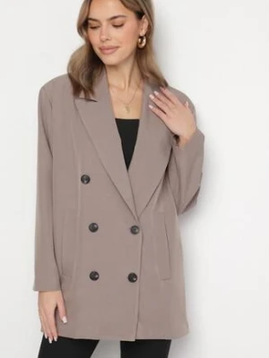 Beżowa Dwurzędowa Marynarka o Pudełkowym Kroju Nilinne jumelle