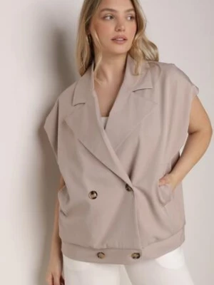Beżowa Garniturowa Kamizelka Oversize z Dwurzędowym Zapięciem Edriana jumelle