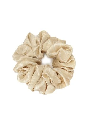 Beżowa gumka scrunchie w firmowy wzór Kazar