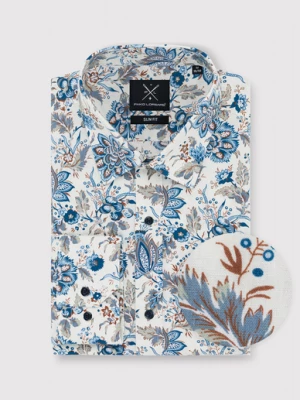 Beżowa koszula męska w kwiatowy print Pako Lorente