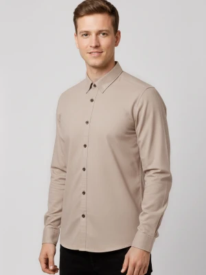 Beżowa koszula, Slim Fit, K-TANALO Volcano