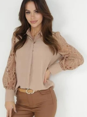 Beżowa Koszula z Koronkowymi Rękawami Laeneis elsa.m by may