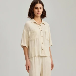 Beżowa koszula z krótkim rękawem House