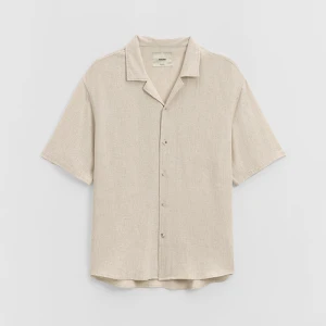 Beżowa koszula z krótkim rękawem i domieszką lnu House