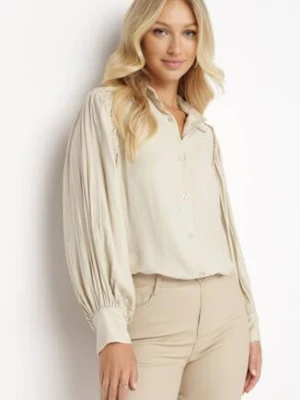 Beżowa Koszula z Plisowanymi Rękawami Leophone lily rose