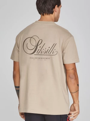 Beżowa koszulka męska z grafiką SikSilk