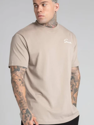 Beżowa koszulka męska z nadrukiem logo SikSilk
