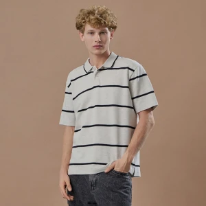 Beżowa koszulka polo regular fit w paski House