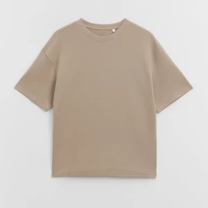 Beżowa koszulka z okrągłym dekoltem z dzianiny strukturalnej House