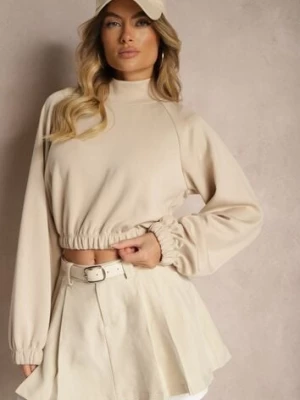 Beżowa Krótka Bluza ze Stójką Benola lefon