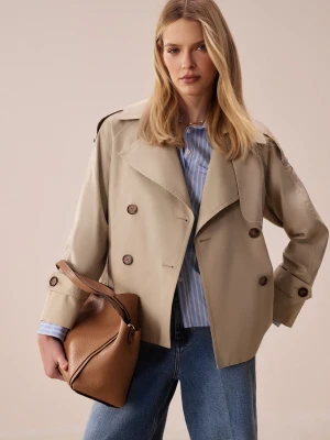 Beżowa kurtka à la krótki trencz TARANKO