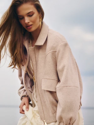 Beżowa kurtka bomberka z wełną TARANKO