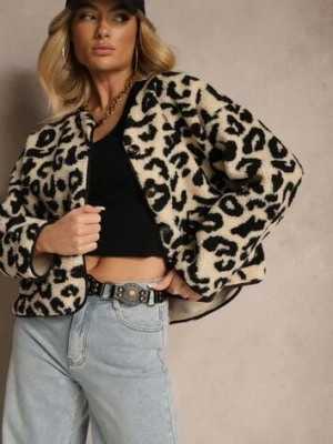 Beżowa Kurtka Futrzana Ozdobiona Kieszeniami Sewiala belcci