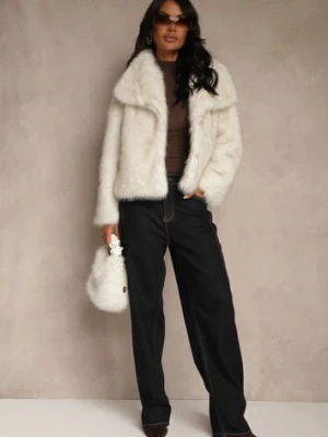 Beżowa Kurtka Futrzana Ozdobiona Kołnierzem Avelire elsa.m by may