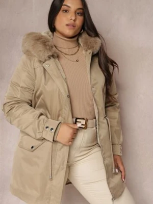 Beżowa Kurtka Parka Nylonowa Mivo swest