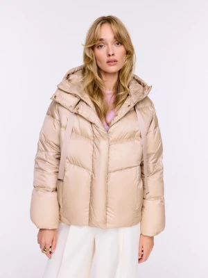 Beżowa kurtka puchowa z kapturem TARANKO