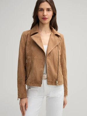 Beżowa kurtka skórzana Joop