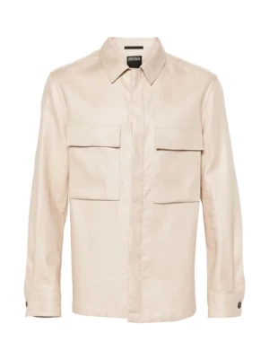 Beżowa lniana kurtka Overshirt Z Zegna