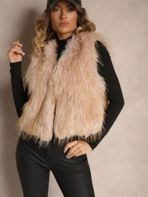 Beżowa Niezapinana Kamizelka Futerko Heleeti lovery
