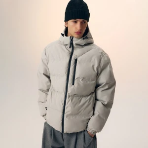 Beżowa pikowana kurtka zimowa z kapturem House