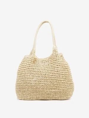 Beżowa Plażowa Torebka Shopper z Plecionki Meriela