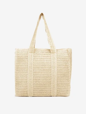 Beżowa Plażowa Torebka Shopperka w Stylu Boho Galapira Versoli