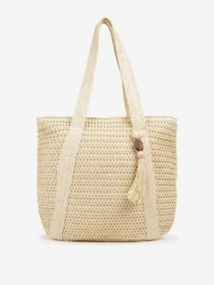 Beżowa Pleciona Torebka z Dwiema Rączkami Zanestra