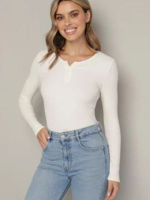 Beżowa Prążkowana Bawełniana Bluzka z Guzikami Sarwiwi elsa.m by may