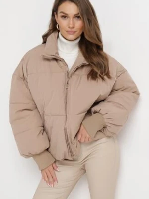 Beżowa Pudełkowa Kurtka Pikowana Saibmi jusdepom