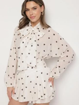 Beżowa Rozkloszowana Sukienka z Rękawami Typu Nietoperz i Wiązaniem Miriviela allyson