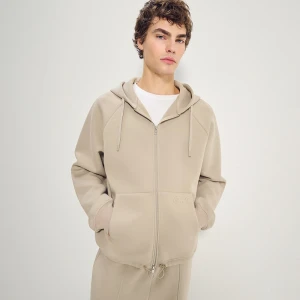 Beżowa rozpinana bluza oversize z kapturem House