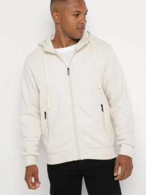 Beżowa Rozpinana Bluza z Bawełną i Kapturem Corilena