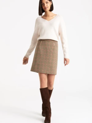 Beżowa spódnica mini w kratkę Greenpoint