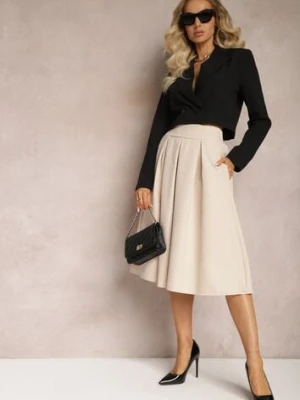 Beżowa Spódnica o Rozkloszowanym Fasonie Midi Oncene lily rose