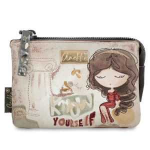 Beżowa Stylowa Portmonetka Damska Anekke