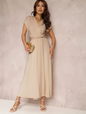 Beżowa Sukienka Kopertowa Appephone by swan