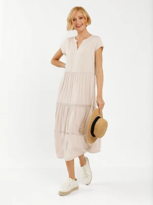 Beżowa sukienka maxi G-LUMA Volcano