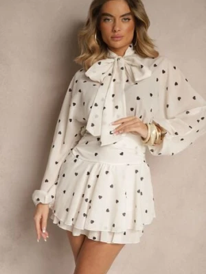 Beżowa Sukienka o Rozkloszowanym Kroju z Nietoperzowymi Rękawami i Wiązaniem Mironaria allyson