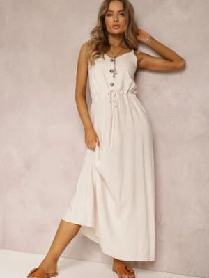 Beżowa Sukienka z Wiskozy Kena cflo